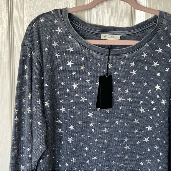 Jane and Delancey Blue Metallic Star Top 🆕⭐️ - Picture 2 of 9